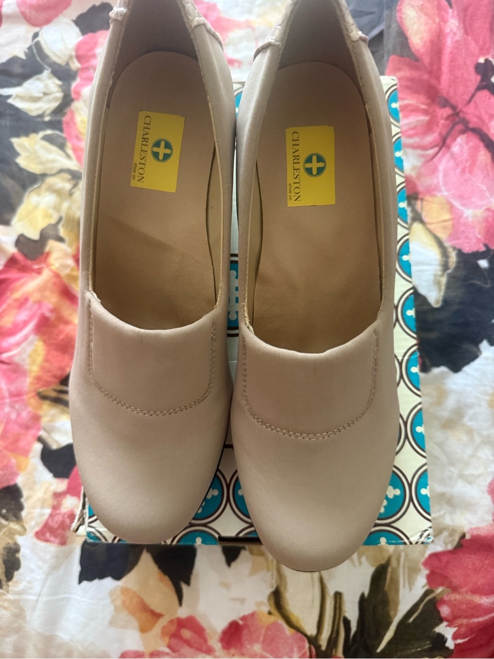 CHARLESTON SHOE CO. Beige Slip-On Comfort Flats